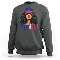 Beautiful Haitian Girl in Flag Baseball Cap Sweatshirt Haiti Heritage Pride