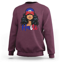 Beautiful Haitian Girl in Flag Baseball Cap Sweatshirt Haiti Heritage Pride