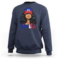 Beautiful Haitian Girl in Flag Baseball Cap Sweatshirt Haiti Heritage Pride