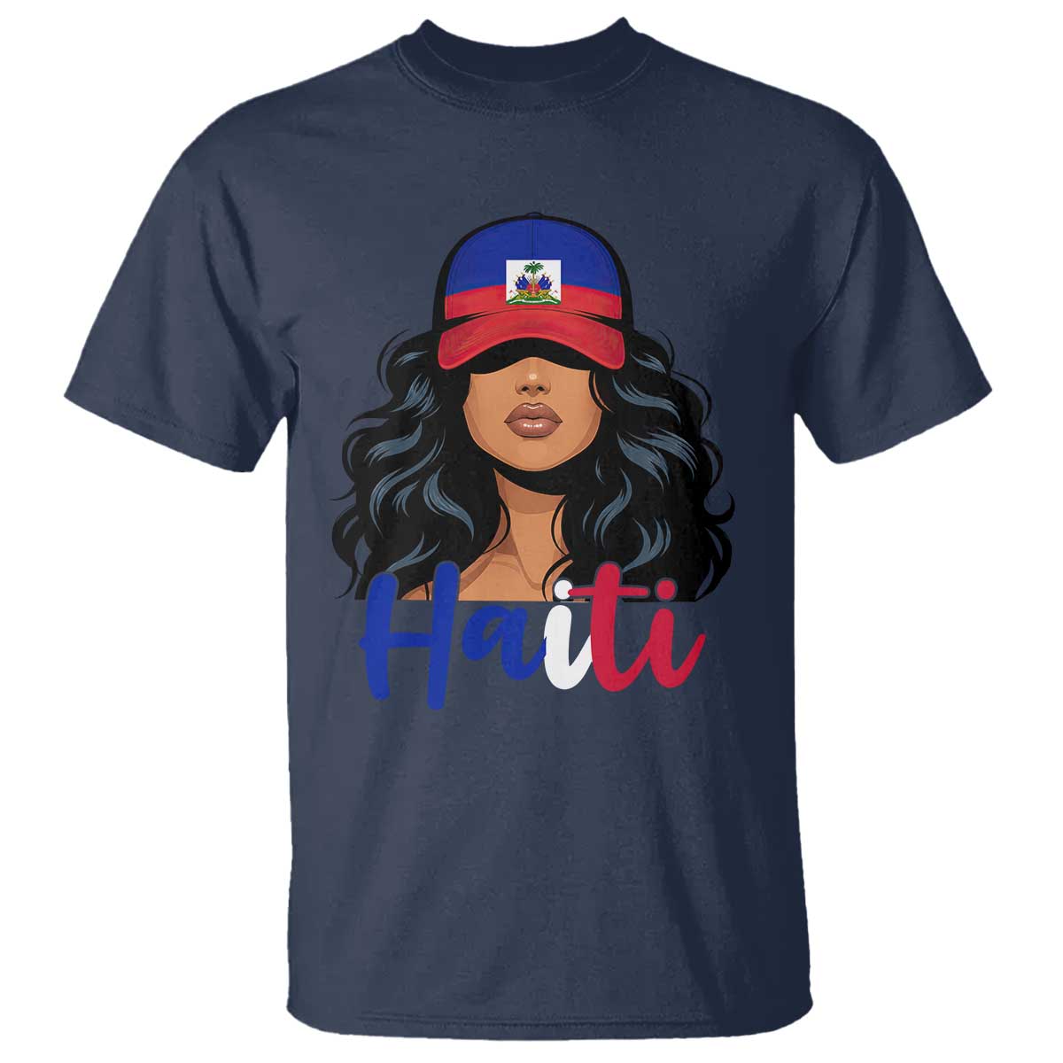 Beautiful Haitian Girl in Flag Baseball Cap T Shirt Haiti Heritage Pride