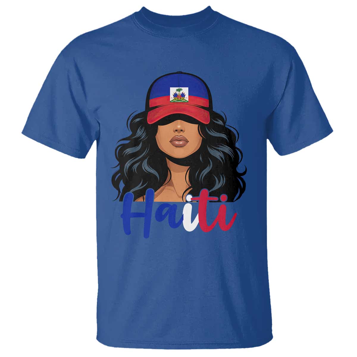 Beautiful Haitian Girl in Flag Baseball Cap T Shirt Haiti Heritage Pride