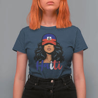 Beautiful Haitian Girl in Flag Baseball Cap T Shirt For Women Haiti Heritage Pride