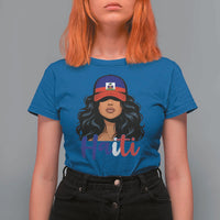 Beautiful Haitian Girl in Flag Baseball Cap T Shirt For Women Haiti Heritage Pride