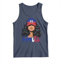 Beautiful Haitian Girl in Flag Baseball Cap Tank Top Haiti Heritage Pride