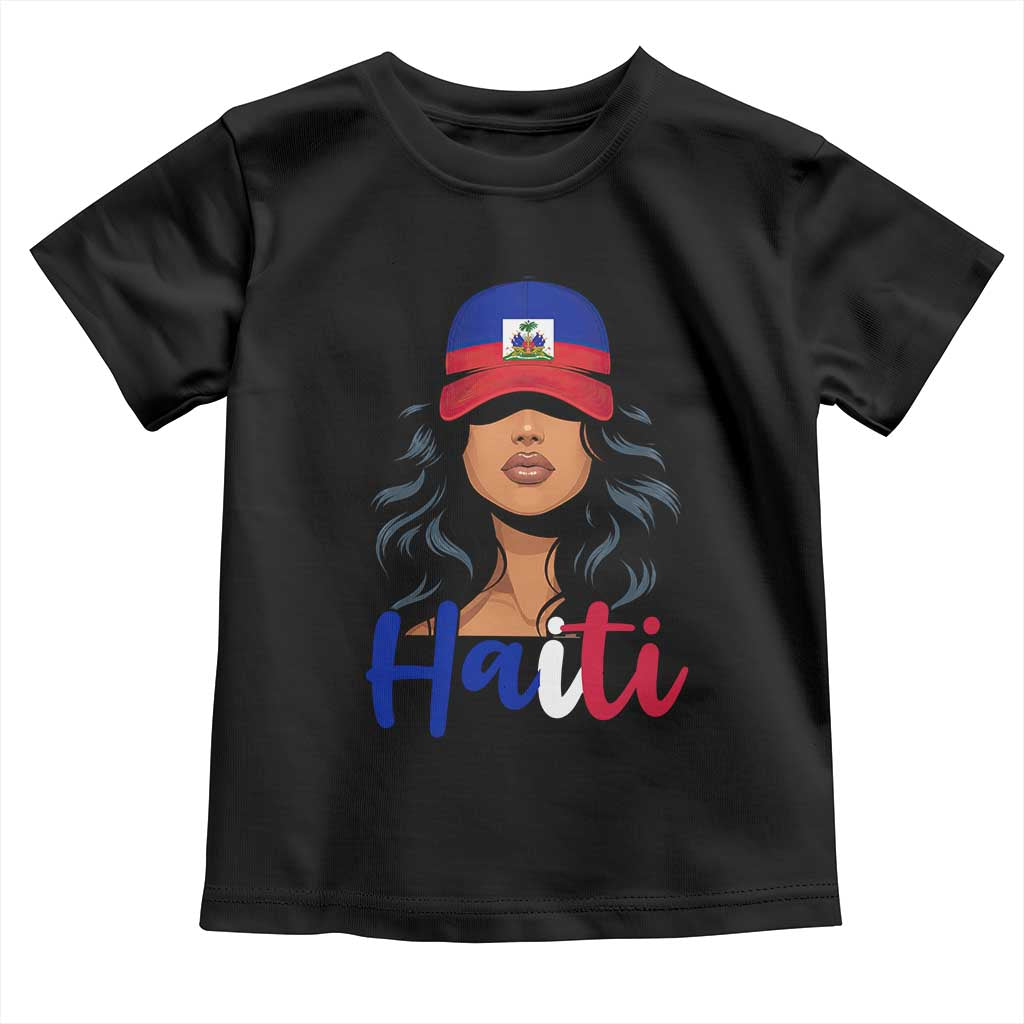 Beautiful Haitian Girl in Flag Baseball Cap Toddler T Shirt Haiti Heritage Pride