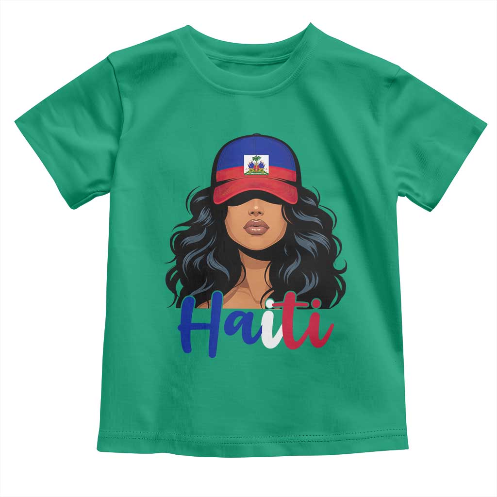 Beautiful Haitian Girl in Flag Baseball Cap Toddler T Shirt Haiti Heritage Pride