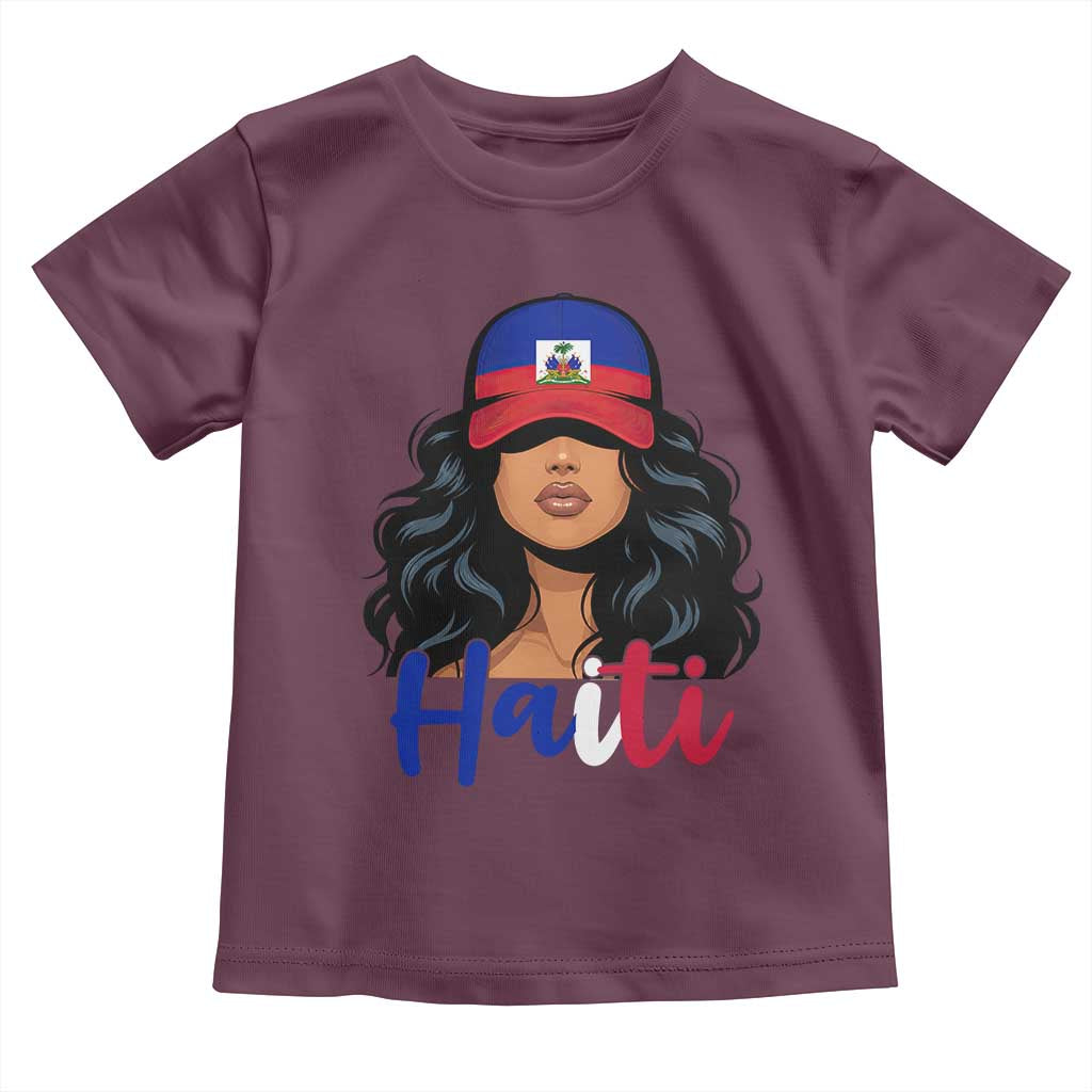 Beautiful Haitian Girl in Flag Baseball Cap Toddler T Shirt Haiti Heritage Pride