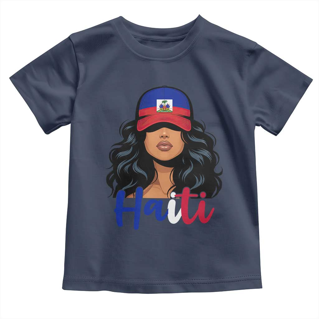 Beautiful Haitian Girl in Flag Baseball Cap Toddler T Shirt Haiti Heritage Pride