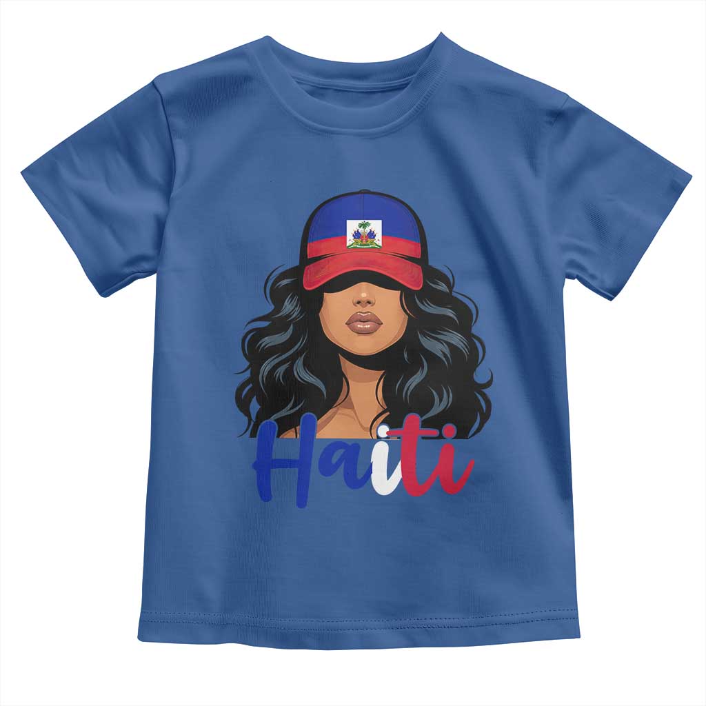 Beautiful Haitian Girl in Flag Baseball Cap Toddler T Shirt Haiti Heritage Pride