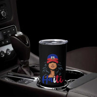 Beautiful Haitian Girl in Flag Baseball Cap Tumbler Cup Haiti Heritage Pride