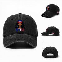 Beautiful Haitian Girl in Flag Baseball Cap Washed Cotton Baseball Cap Haiti Heritage Pride