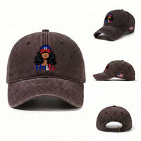 Beautiful Haitian Girl in Flag Baseball Cap Washed Cotton Baseball Cap Haiti Heritage Pride