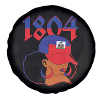 Haiti 1804 Curly Afro Queen Hoop Earrings Style Graphic Spare Tire Cover Haitian Heritage Pride