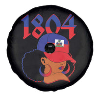 Haiti 1804 Curly Afro Queen Hoop Earrings Style Graphic Spare Tire Cover Haitian Heritage Pride