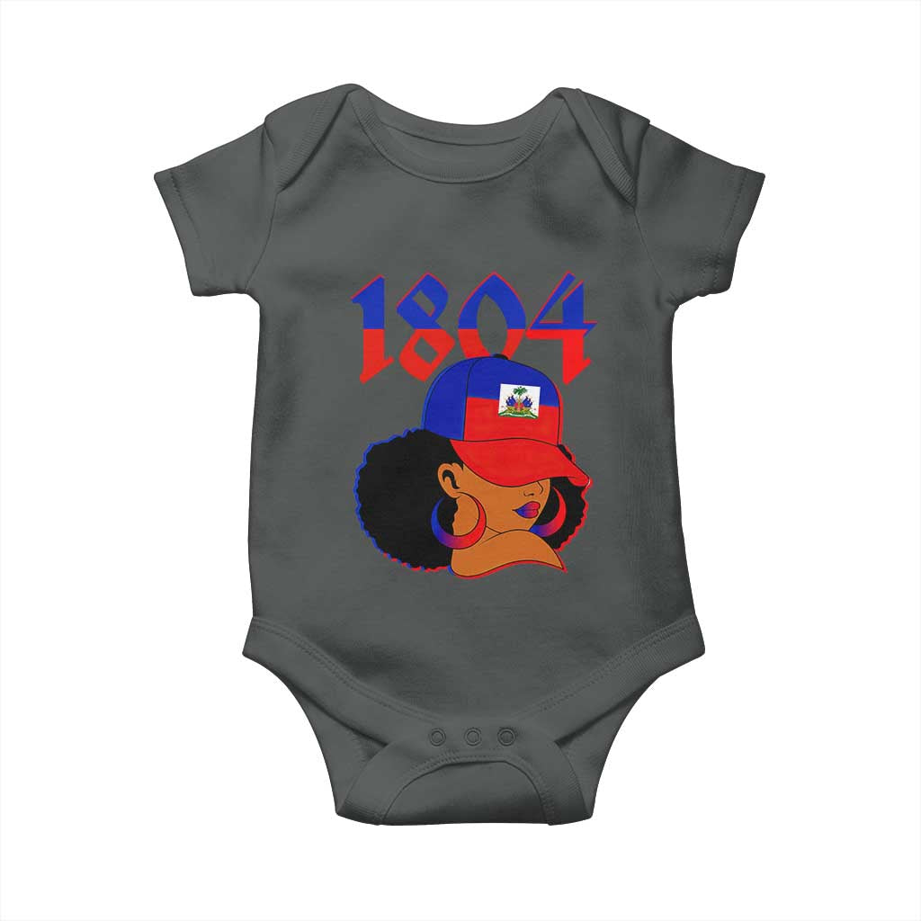 Haiti 1804 Curly Afro Queen Hoop Earrings Style Graphic Baby Onesie Haitian Heritage Pride