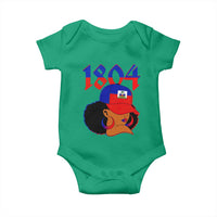 Haiti 1804 Curly Afro Queen Hoop Earrings Style Graphic Baby Onesie Haitian Heritage Pride