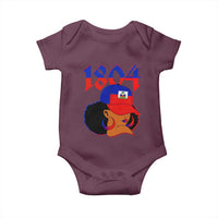 Haiti 1804 Curly Afro Queen Hoop Earrings Style Graphic Baby Onesie Haitian Heritage Pride