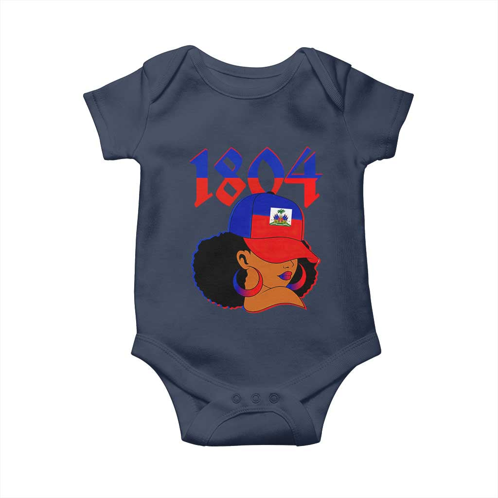 Haiti 1804 Curly Afro Queen Hoop Earrings Style Graphic Baby Onesie Haitian Heritage Pride