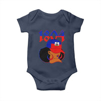 Haiti 1804 Curly Afro Queen Hoop Earrings Style Graphic Baby Onesie Haitian Heritage Pride