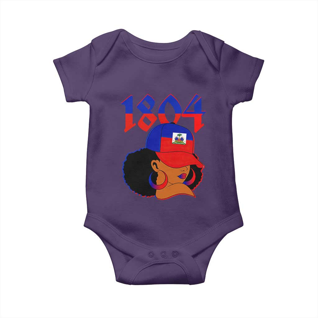 Haiti 1804 Curly Afro Queen Hoop Earrings Style Graphic Baby Onesie Haitian Heritage Pride