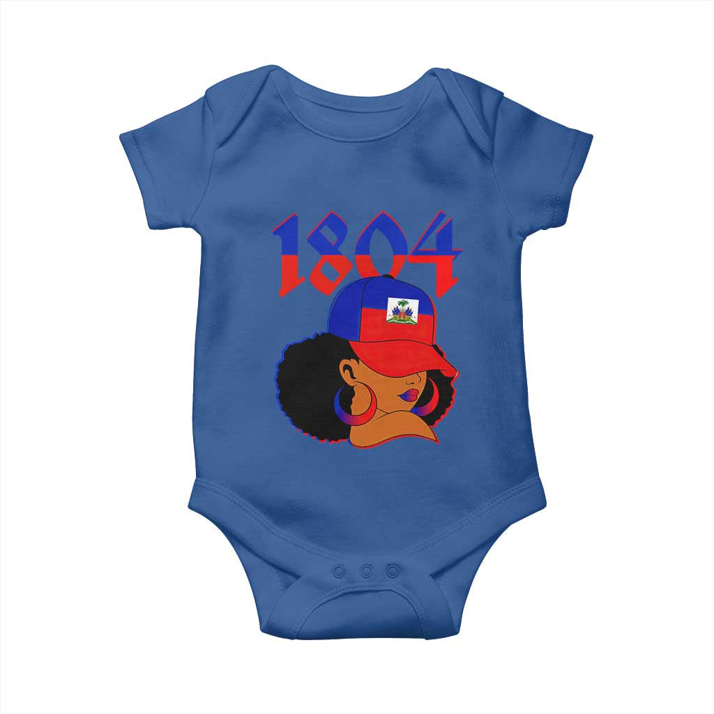 Haiti 1804 Curly Afro Queen Hoop Earrings Style Graphic Baby Onesie Haitian Heritage Pride