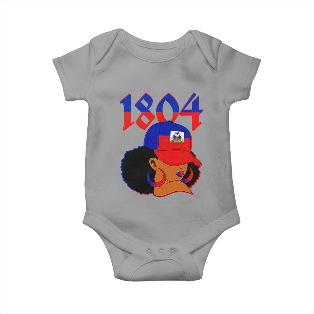 Haiti 1804 Curly Afro Queen Hoop Earrings Style Graphic Baby Onesie Haitian Heritage Pride