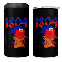 Haiti 1804 Curly Afro Queen Hoop Earrings Style Graphic 4 in 1 Can Cooler Tumbler Haitian Heritage Pride