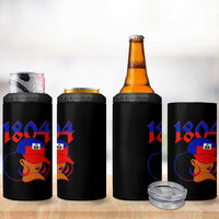 Haiti 1804 Curly Afro Queen Hoop Earrings Style Graphic 4 in 1 Can Cooler Tumbler Haitian Heritage Pride