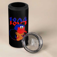 Haiti 1804 Curly Afro Queen Hoop Earrings Style Graphic 4 in 1 Can Cooler Tumbler Haitian Heritage Pride