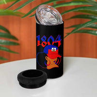 Haiti 1804 Curly Afro Queen Hoop Earrings Style Graphic 4 in 1 Can Cooler Tumbler Haitian Heritage Pride