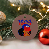 Haiti 1804 Curly Afro Queen Hoop Earrings Style Graphic Ceramic Ornament Haitian Heritage Pride