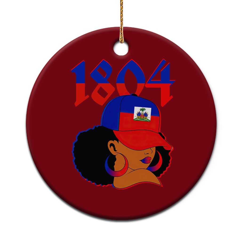 Haiti 1804 Curly Afro Queen Hoop Earrings Style Graphic Ceramic Ornament Haitian Heritage Pride