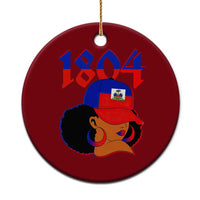 Haiti 1804 Curly Afro Queen Hoop Earrings Style Graphic Ceramic Ornament Haitian Heritage Pride