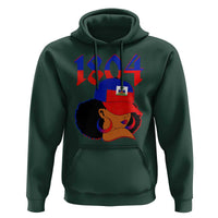 Haiti 1804 Curly Afro Queen Hoop Earrings Style Graphic Hoodie Haitian Heritage Pride