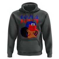 Haiti 1804 Curly Afro Queen Hoop Earrings Style Graphic Hoodie Haitian Heritage Pride