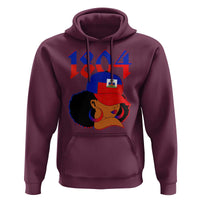 Haiti 1804 Curly Afro Queen Hoop Earrings Style Graphic Hoodie Haitian Heritage Pride