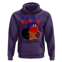 Haiti 1804 Curly Afro Queen Hoop Earrings Style Graphic Hoodie Haitian Heritage Pride