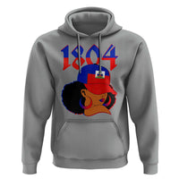 Haiti 1804 Curly Afro Queen Hoop Earrings Style Graphic Hoodie Haitian Heritage Pride