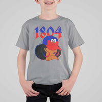 Haiti 1804 Curly Afro Queen Hoop Earrings Style Graphic T Shirt For Kid Haitian Heritage Pride