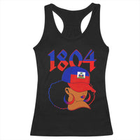 Haiti 1804 Curly Afro Queen Hoop Earrings Style Graphic Racerback Tank Top Haitian Heritage Pride