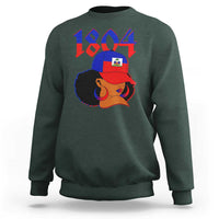 Haiti 1804 Curly Afro Queen Hoop Earrings Style Graphic Sweatshirt Haitian Heritage Pride