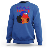 Haiti 1804 Curly Afro Queen Hoop Earrings Style Graphic Sweatshirt Haitian Heritage Pride