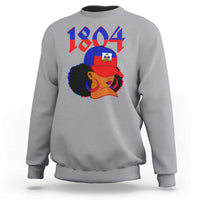 Haiti 1804 Curly Afro Queen Hoop Earrings Style Graphic Sweatshirt Haitian Heritage Pride