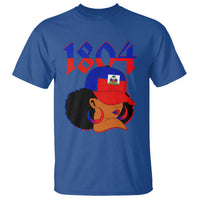 Haiti 1804 Curly Afro Queen Hoop Earrings Style Graphic T Shirt Haitian Heritage Pride