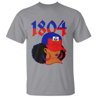 Haiti 1804 Curly Afro Queen Hoop Earrings Style Graphic T Shirt Haitian Heritage Pride