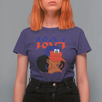 Haiti 1804 Curly Afro Queen Hoop Earrings Style Graphic T Shirt For Women Haitian Heritage Pride
