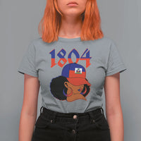 Haiti 1804 Curly Afro Queen Hoop Earrings Style Graphic T Shirt For Women Haitian Heritage Pride