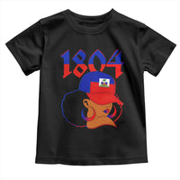 Haiti 1804 Curly Afro Queen Hoop Earrings Style Graphic Toddler T Shirt Haitian Heritage Pride