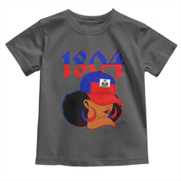 Haiti 1804 Curly Afro Queen Hoop Earrings Style Graphic Toddler T Shirt Haitian Heritage Pride