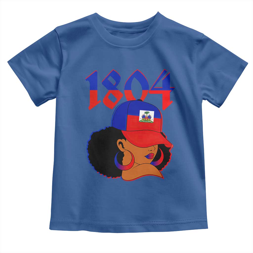 Haiti 1804 Curly Afro Queen Hoop Earrings Style Graphic Toddler T Shirt Haitian Heritage Pride